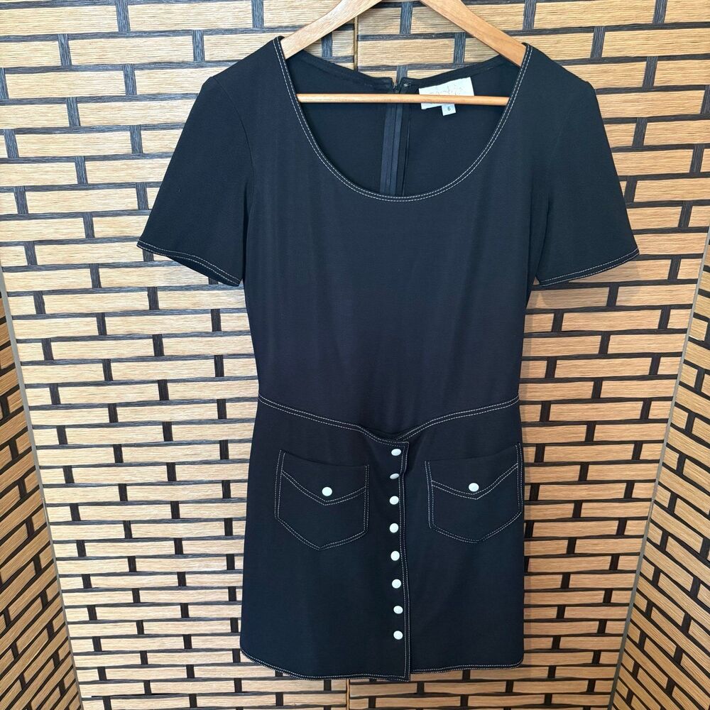 Cache Black And White Short Sleeve Romper‎ Size 6